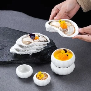 Irregular Oyster Plate Ceramic Dessert Tray Sushi Sashimi Plate Dinner - Picture 1 of 16