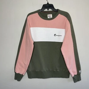 CHAMPION x Todd Snyder Sweatshirt Women Large Pink Green Colorblock 100% Cotton - Picture 1 of 7