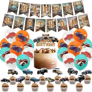 PLORBACH Classic Car Party Decorations Vintage Car Themed Birthday Party Deco... - Picture 1 of 7