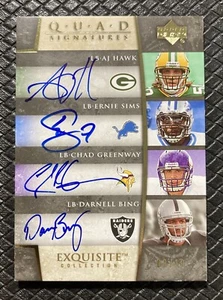 AJ HAWK CHAD GREENWAY SIMS BING 2006 UD Exquisite Rookie Auto /10 Case Hit SSP - Picture 1 of 2