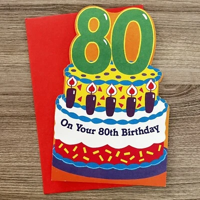 On Your 80th Birthday: Count The Happies Vintage CARLTON CARDS Unused NOS Cake - Image 1 of 4