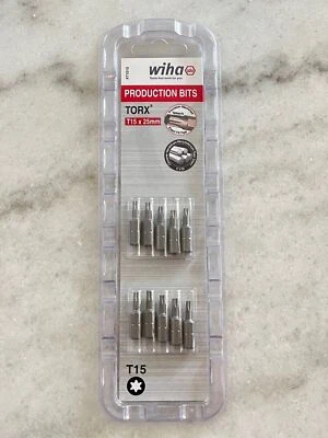 10 Piece - Wiha Tools 71515 Torx Insert Drill Bit, T15 x 25mm, NEW! - Image 1 of 2