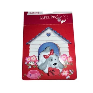 Hallmark Valentines Day Puppy Pin UNUSED Vintage - Picture 1 of 8