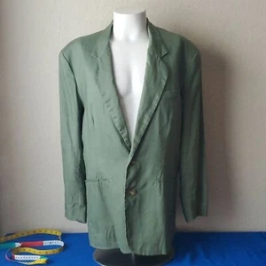 VTG Vintage Structure 100% Linen Olive Green Large sports coat - Picture 1 of 10