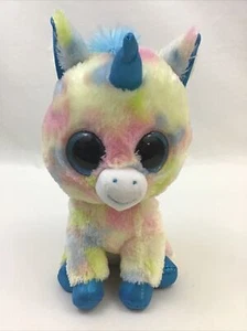 Ty Beanie Boos Tysilk Blitz Unicorn Plush 10" Tall Blue Sparkly Eyes 2017 - Picture 1 of 8