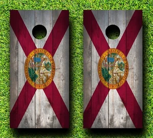 CH212A Florida Flag Cornhole Board Wrap LAMINATED Wraps Decals Vinyl Sticker - Picture 1 of 1