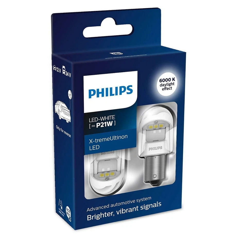 PHILIPS X-tremeUltinon Gen2 LED P21W Lampadine di retromarcia 11498XUWX2 x2 - Image 1 of 1