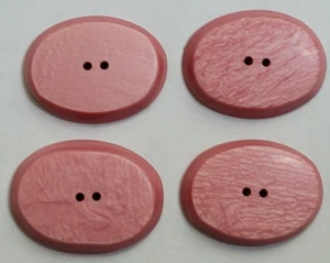 VINTAGE ~ Pink Concave Oval Buttons ~ Lot/4 - 1¼" Diameter - Picture 1 of 5