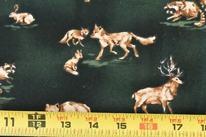 By 1/2 Yd, Tan Animal Families on Hunter-Green Flannel/Kaufman/Barn Dandys,P4175 - Picture 1 of 6