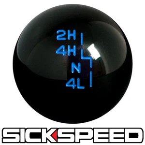 BLACK W BLUE INLAY TRANSFER CASE SHIFT KNOB FOR JEEP YJ TJ JK GEAR SHIFTER - Picture 1 of 1