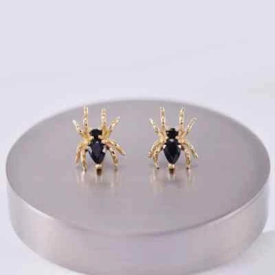 Серьги-гвоздики из стерлингового серебра 925 пробы с имитацией черного бриллианта для Хэллоуина 2 карата - Изображение 1 из 4