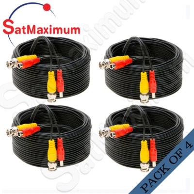 4 x Security Camera Video Cable 100FT BLACK BNC RCA Wire DVR CCTV Surveillance - Image 1 of 4