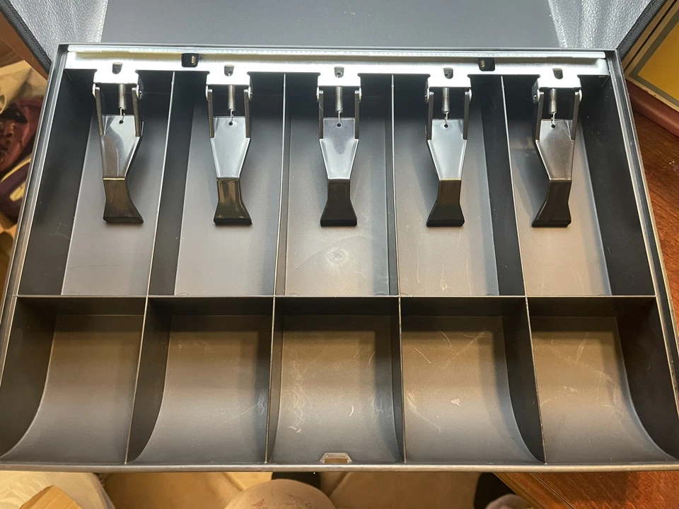 Sparco Money Tray w/ Locking Cover 16"x11"x2-1/4" Black.Metal Top Plastic Drawer - Image 1 of 4