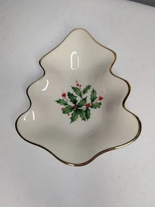 Lenox Albero di Natale Agrifoglio Gioielli Caramelle Noce Trinket Piatto 6" - Foto 1 di 8