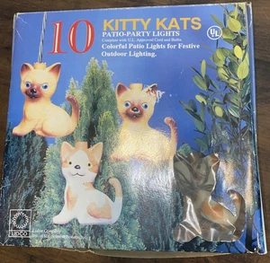 Vintage LIDCO 10 Kitty Kats Patio Party Lights Outdoor Lighting Working W/box - Picture 1 of 12