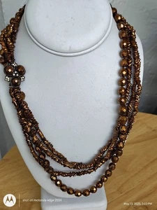 SELTENE VINTAGE VOGUE HALSKETTE TSCHECHISCHE BÖHMISCHE PERLENKETTE 30er-50er BRONZE GUT - Bild 1 von 10