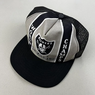 Vintage Los Angeles Raiders Hat Snapback Black Trucker New Era NFL Football 80s - Image 1 of 4
