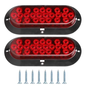 *´ 2PCS 6in 24LED Oval Red Brake Taillight Waterproof Rear Lamp For Truck - Picture 1 of 13