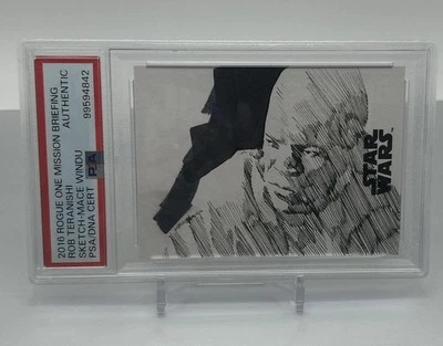 PSA Authentic Topps Star Wars Sketch 2016 Mace Windu Sketch By Rob Teranishi 1/1 - Image 1 of 2