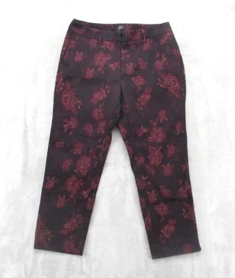 Pantalones cortos White House Black Market para mujer 8 borgoña ajustados al tobillo florales rosa Foto 1 de 4
