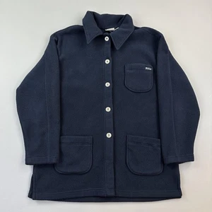 Vintage Woolrich Jacket Women's Large Navy Polartec Fleece Button Front USA Made - Picture 1 of 15
