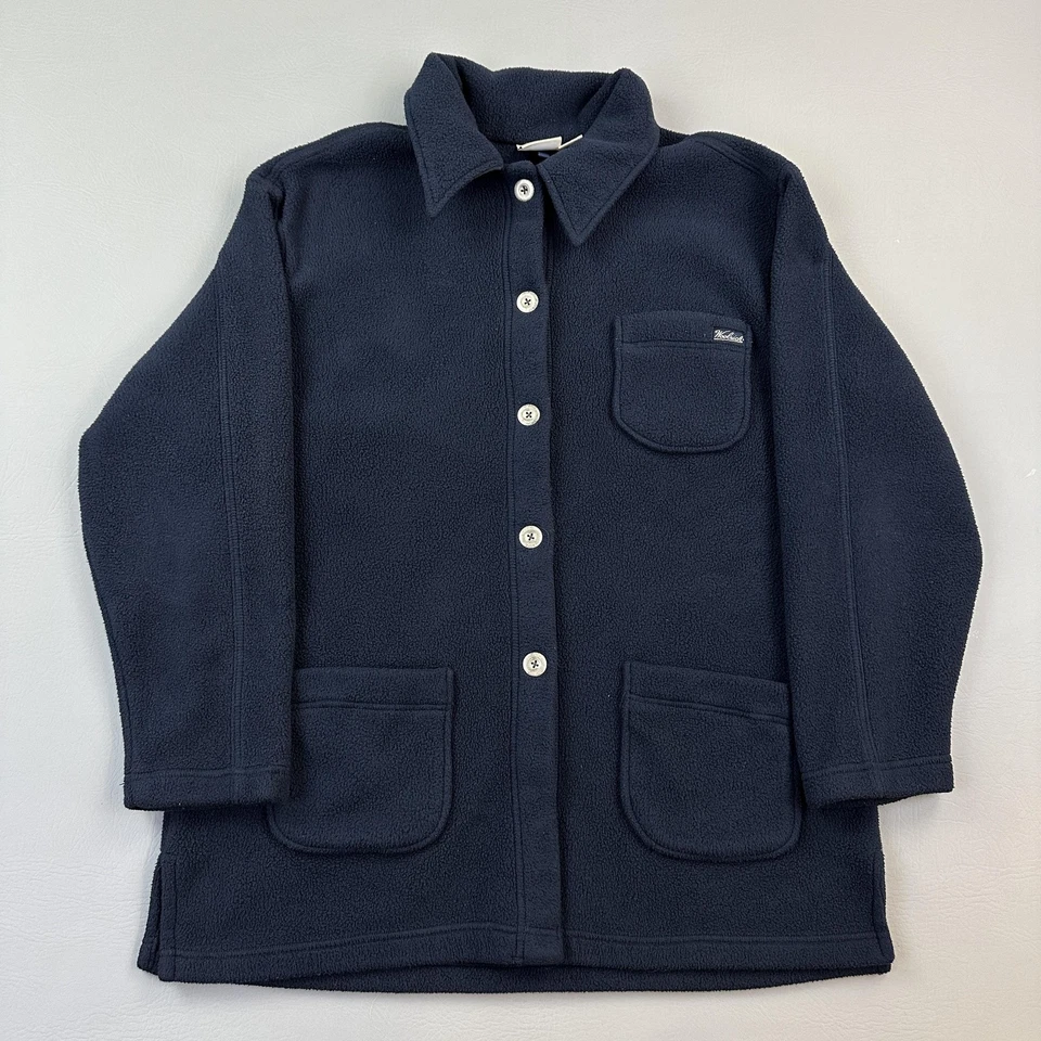 Chaqueta Woolrich De Colección Para Mujer Grande Azul Marino Polartec Polar Botón Delantero Hecha en EE. UU. Foto 1 de 4