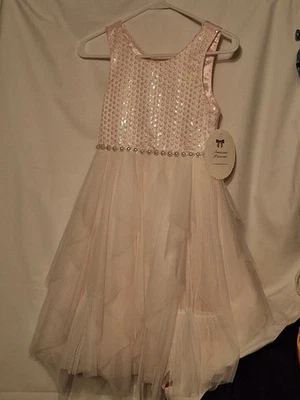 Vestido sin mangas American Princess para niña rosa suave, dorado blanco roto, talla 6 Foto 1 de 4