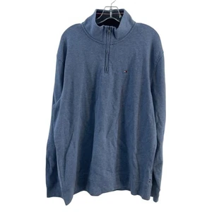 Tommy Hilfiger Men's XL Cotton Pullover Zip Henley Sweater - Blue, Excellent - Picture 1 of 4