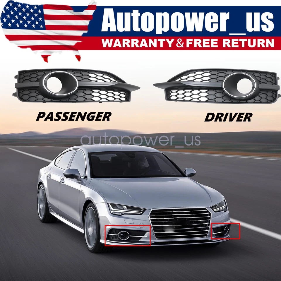 Cubierta de rejilla de luz antiniebla inferior del parachoques delantero negro para Audi A7 Quattro S7 2012-2015 Foto 1 de 4