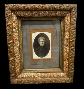Antique Frame & Photo 12 x 14 Ornate Gold Victorian Art Deco Wall Mount - Picture 1 of 13