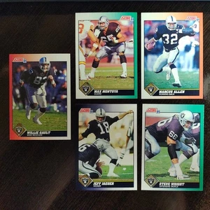 1991 Score - Gault, Wright, Marcus Allen, Jeff Jaeger, Montoya - Oakland Raiders - Picture 1 of 18