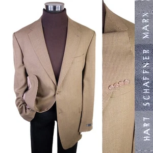 NWT Hart Schaffner Marx Sport Coat 46L Houndstooth Beige Casual Jacket 2-Button - Picture 1 of 15