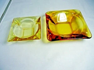 ASCHENBECHER, UNBESCHRIFTET, GLAS BERNSTEINFARBEN UND GELB, KEINE CHIPS ODER RISSE, QUADRATISCH - Bild 1 von 6