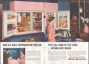 1955 General Electric Print AdWall Refrigerator-Freezer 2page 1 sheet small hole - Picture 1 of 2