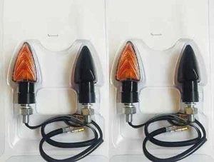 2 COPPIE FRECCE NERE GAMBO CORTO OMOLOGATE UNIVERSALI per Honda Hornet 600 S - Foto 1 di 1