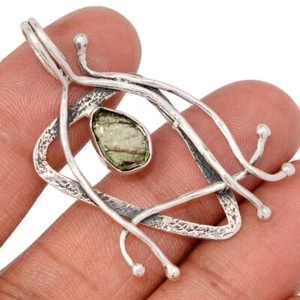 Israeli - Natural Genuine Czech Moldavite 925 Silver Pendants Jewelry CP74192 - Picture 1 of 1