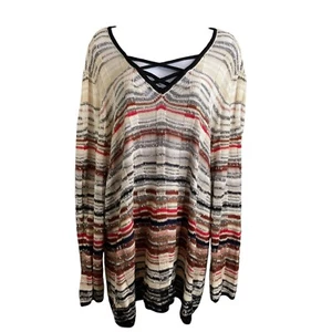Suéter para mujer Nic + Zoe ligero mezcla de lino talla 2X neutro costero fluido - Imagen 1 de 11