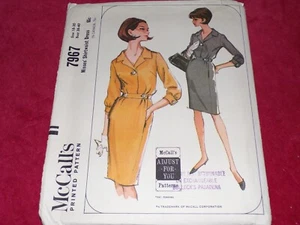 🌹 1965 McCALL'S #7967 - LADIES ADJUSTABLE SHIRTWAIST DRESS PATTERN 18-20 FF - Picture 1 of 2