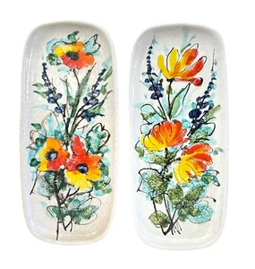 Handpainted Floral, Italian Plates or Wall Plaques. Made ￼in Italy for Gumps. - Picture 1 of 3