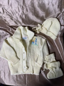 Vintage Yellow Baby Sweater Set Toddletime Size 1/2 To 1 - Picture 1 of 3