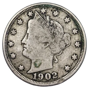 USA 5 cents 1902 Liberty Philadelphie cupronickel KM.112 monnaie américaine - Picture 1 of 2