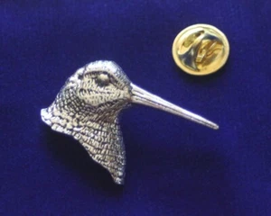 Waldschnepfe Anstecknadel Anstecker & Geschenkbeutel, Zinn, Silber Metall Krawatte Brosche Schießen - Bild 1 von 3