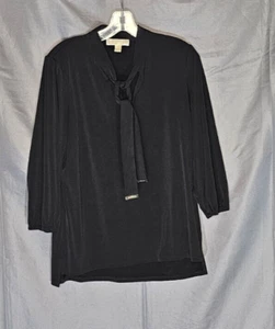 Michael Kors - Black Blouse with Self Tie at Neckline - Large - Picture 1 of 2
