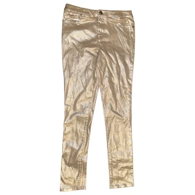 Lands' End Girls Size 12 Metallic Gold / Silver Shimmer Shine Jeans, EUC - Image 1 of 4