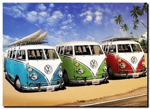 VW Camper / Combi / Kombi Van Retro - High Quality Canvas Print Poster 45cm - Picture 1 of 1