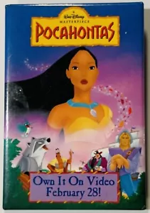 Pocahontas Movie Pin Back Promotional Button Walt Disney Video Store - Picture 1 of 2
