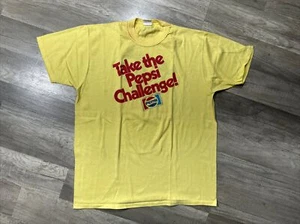 Vintage 70s Pepsi Challenge T-Shirt Size Large Yellow Let Your Taste Decide - Picture 1 of 14