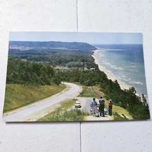 Postal vintage de 1960 del lago Michigan vista panorámica cerca de Arcadia - Imagen 1 de 4