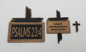 Psalmen 23:4 DIY Hut Aufnäher Set - Lasergravur Kunstleder Bügelflicken #2 - Bild 1 von 2