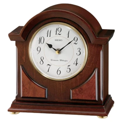 Seiko Brown Wooden Case with Chime Mantel Clock QXJ012BLH - Image 1 of 2